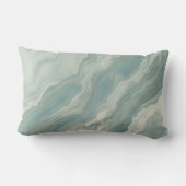 アクアブルーティール（緑がかった色）セージグリーン抽象芸術プリント ランバークッション (裏面)