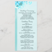 アクアブルーティール（緑がかった色）フローラ結婚式 プログラムテンプレート プログラム (裏面)
