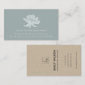 アクアブルーティール(緑がかった色)ロータスフローラロゴショッピングありがとう 名刺 (正面/裏面)