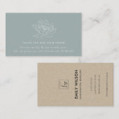 アクアブルーティール(緑がかった色)ロータスフローラロゴショッピングありがとう 名刺 (正面/裏面)