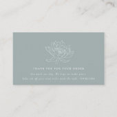 アクアブルーティール(緑がかった色)ロータスフローラロゴショッピングありがとう 名刺 (正面)