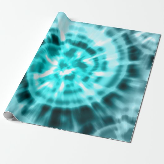 アクアブルーティール(緑がかった色)及びホワイト抽象芸術デジタルタイル ラッピングペーパー (アンロールド)