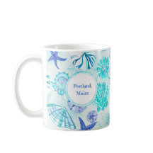 アクアブルーティール（緑がかった色）水彩貝殻w/名前をカスタムする