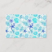 アクアブルーティール（緑がかった色）水彩貝殻w/名前をカスタムする 名刺 (裏面)