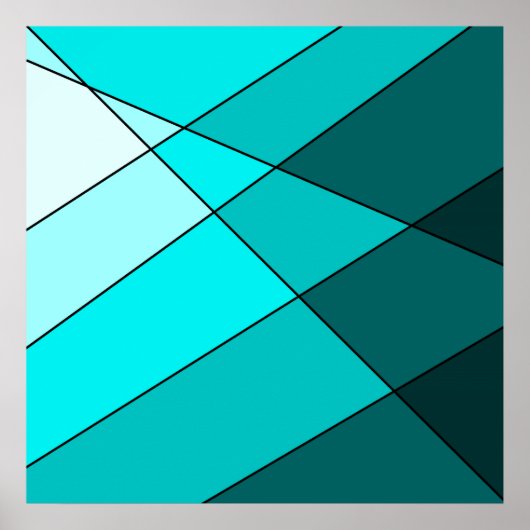 アクアブルーティール（緑がかった色）装飾 ポスター (正面)