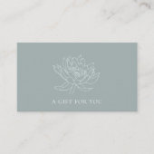 アクアブルーティール(緑がかった色)金ゴールドロータスフローラギフト券 名刺 (正面)