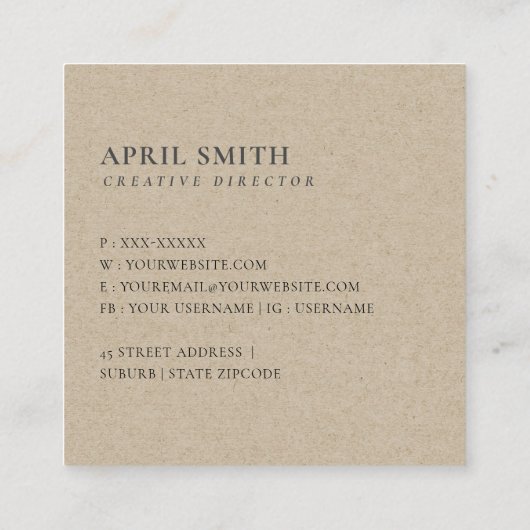 アクアブルーティール(緑がかった色)金ゴールドロータスラインスケッチフローラ スクエア名刺 (裏面)