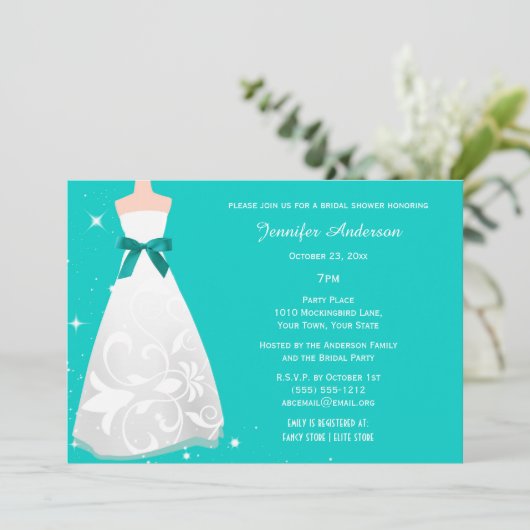 アクアブルーテーマブライダルシャワー 招待状 (スタンド正面)