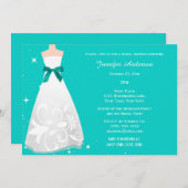 アクアブルーテーマブライダルシャワー 招待状 (正面/裏面)