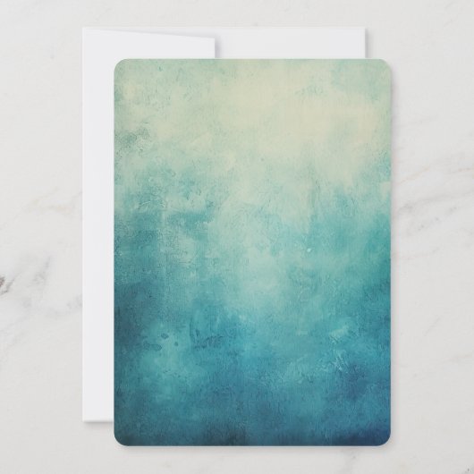 アクアブルートロピカルパーム結婚の木 招待状 (裏面)