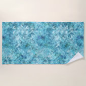 アクアブルートロピカル葉ズ ビーチタオル (正面)