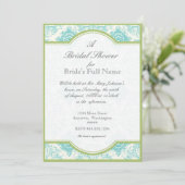 アクアブルートワールクローバー-ブライダルシャワー招待状 招待状 (スタンド正面)