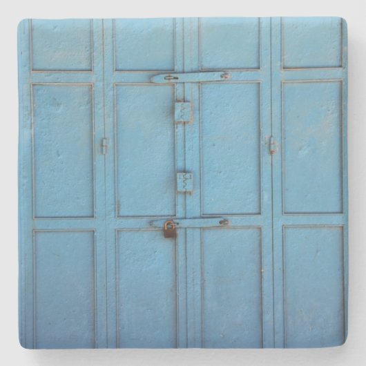 アクアブルードアテクスチャイスラエルスクエアコースター ストーンコースター (正面)