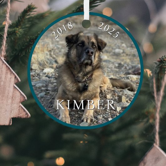 アクアブルードッグ写真名記念ペット記念館 メタルオーナメント