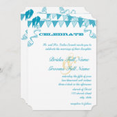 アクアブルードットバンティンペナント結婚式招待状 招待状 (正面/裏面)