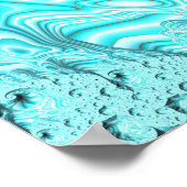 アクアブルーナウティラスシェルスパイラルフラクタル抽象芸術 ポスター (角)