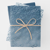 アクアブルーネイビーグラデーションレオパードプリント ラッピングペーパーシート (インサイチュ)