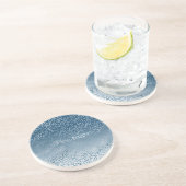 アクアブルーネイビーグラデーションレオパード印刷 コースター (側面)