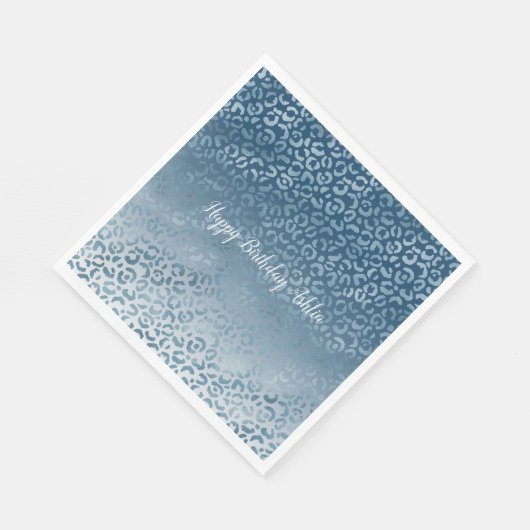 アクアブルーネイビーグラデーションレオパード印刷 スタンダードランチョンナプキン (角)