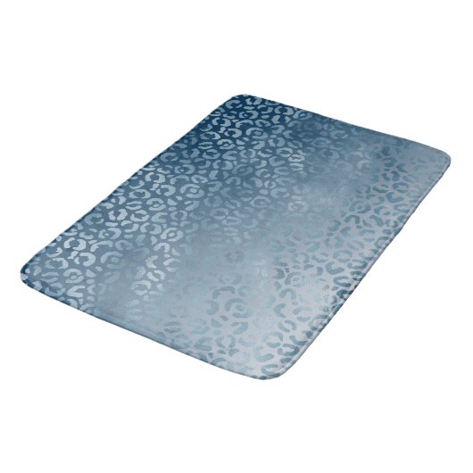 アクアブルーネイビーグラデーションレオパード印刷 バスマット (アングル)
