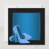 アクアブルーハイヒールウーマンズバースデーパーティー 招待状 (裏面)