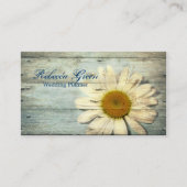 アクアブルーバーンウッドホワイトデイジーフローリスト 名刺 (正面)