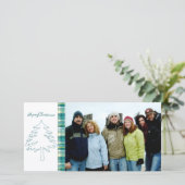 アクアブルーパインツリー&プレイドメリークリスマス シーズンカード (スタンド正面)