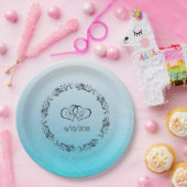 アクアブルーパーソナライズされたズ結婚紙プレート ペーパープレート (パーティー)