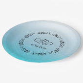 アクアブルーパーソナライズされたズ結婚紙プレート ペーパープレート (アングル)