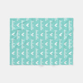 アクアブルーパーソナライズされた名毛布(ハート付き) フリースブランケット (正面(横))