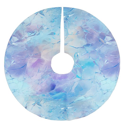 アクアブルーパープルアイススノークリスマス ブラッシュドポリエステルツリースカート (正面)