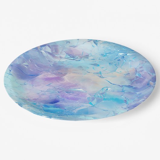 アクアブルーパープルアイススノークリスマス ペーパープレート (アングル)