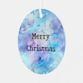 アクアブルーパープルアイススノークリスマス メタルオーナメント (正面左)