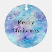 アクアブルーパープルアイススノークリスマス メタルオーナメント (正面)