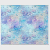 アクアブルーパープルアイススノークリスマス ラッピングペーパー (フラット)