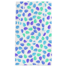 アクアブルーパープルウォーターカラーイースターエッグ スモールペーパーバッグ