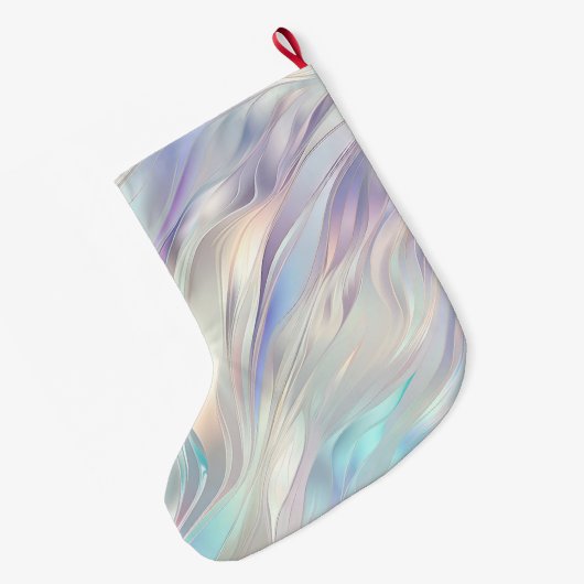 アクアブルーパープルパールホワイトクリスマス ラージクリスマスストッキング (裏面 (吊り時))