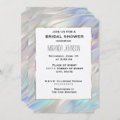 アクアブルーパープルパールホワイトブライダルシャワー 招待状 (正面/裏面)