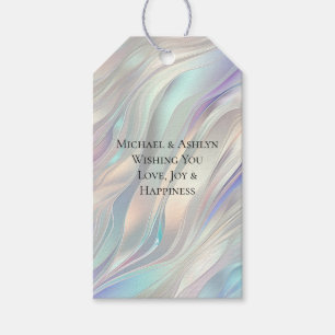 アクアブルーパープルパールホワイト結婚ズ ギフトタグ