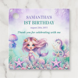 アクアブルーパープルリトルマーメイド1stバースデーガール フェイバータグ