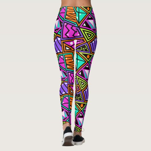 アクアブルーパープル数々のダイヤモンドカラーヨガレギンス レギンス (裏面)