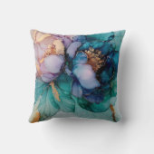 アクアブルーパープル金ゴールドフローラ クッション (裏面)