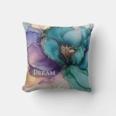 アクアブルーパープル金ゴールドフローラ クッション (正面)