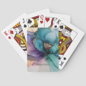 アクアブルーパープル金ゴールドフローラ トランプ (裏面)