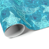 アクアブルーヒトデ模様ラッピング紙 ラッピングペーパー (ロールコーナー)