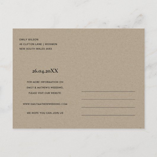 アクアブルーピンクの葉リース保存写真 案内ポストカード (裏面)