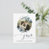 アクアブルーピンクの葉リース保存写真 案内ポストカード (スタンド正面)