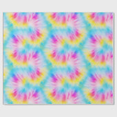 アクアブルーピンクイエローレッド絞り染め ラッピングペーパー (フラット)