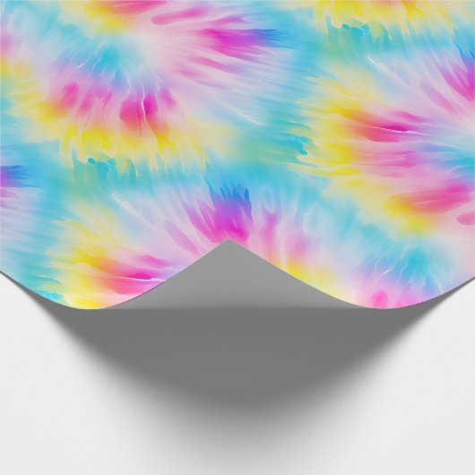 アクアブルーピンクイエローレッド絞り染め ラッピングペーパー (角)