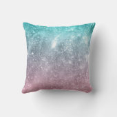アクアブルーピンクグラデーションシー銀河系抽象芸術 クッション (裏面)